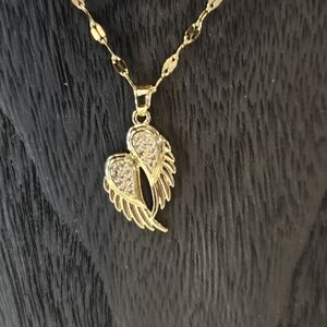 Gold Pave Zirconia Angel Wings